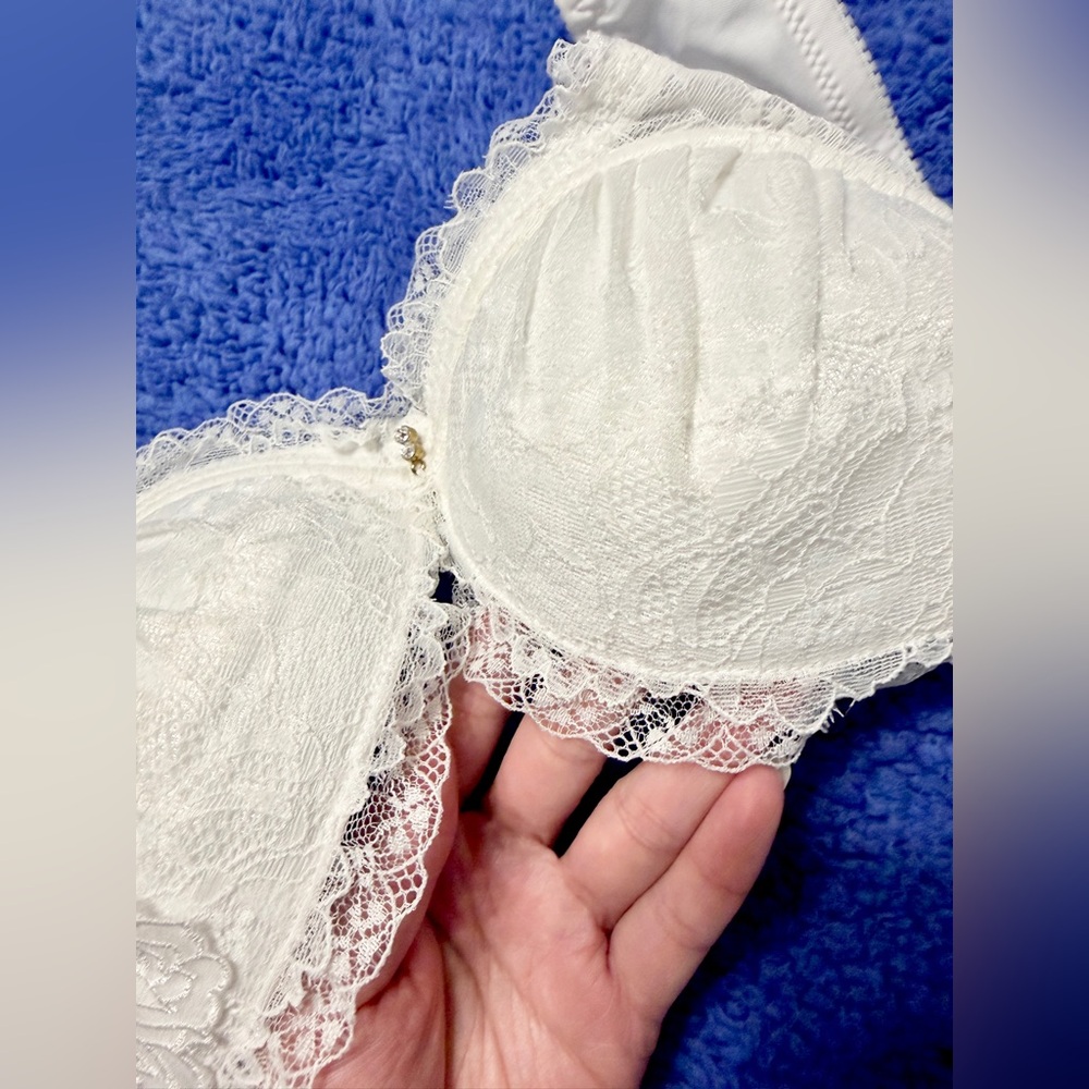US-34B/JP-D75 Japanese Brand Floral Embroidery Push Up Bra And Panty Bikini Set - Picture 7 of 16
